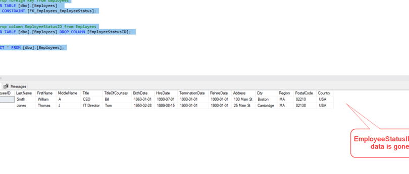SQL Server Tips – 制約とテーブルカラムの追加/削除クエリ